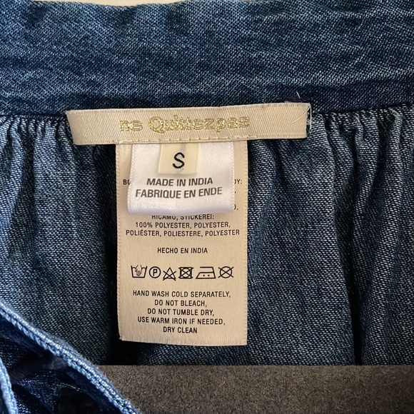 ANTHROPOLOGIE NE QUITTEZ PAS Small Denim peasant blouse - Picture 5 of 10